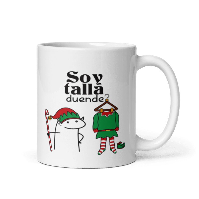 Taza Cartoon plano navideño color Blanco - Taza Navideña - Soy Talla Duende
