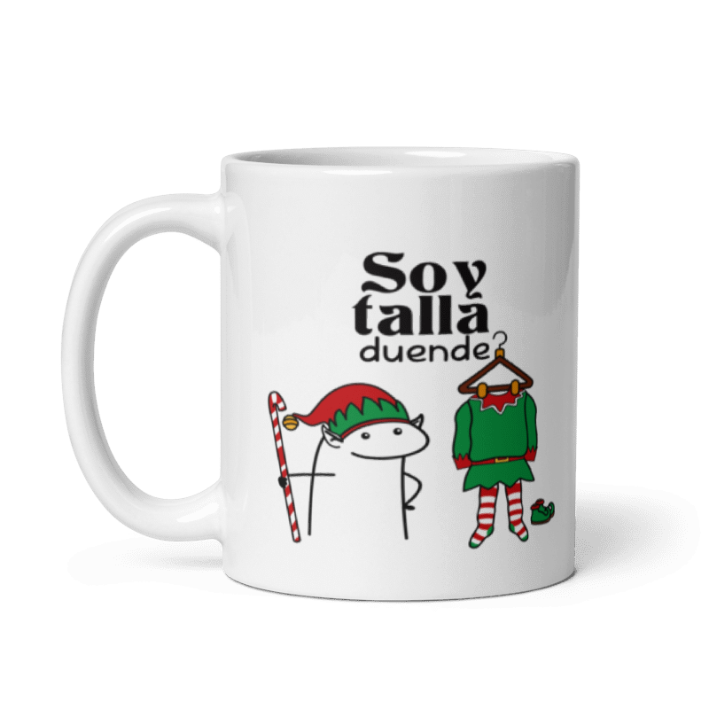 Taza Cartoon plano navideño color Blanco - Taza Navideña - Soy Talla Duende