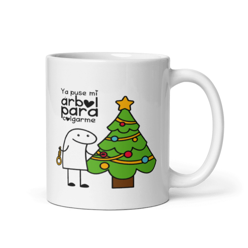Taza Cartoon plano navideño color Blanco - Taza Navideña - Ya Puse Mi Árbol