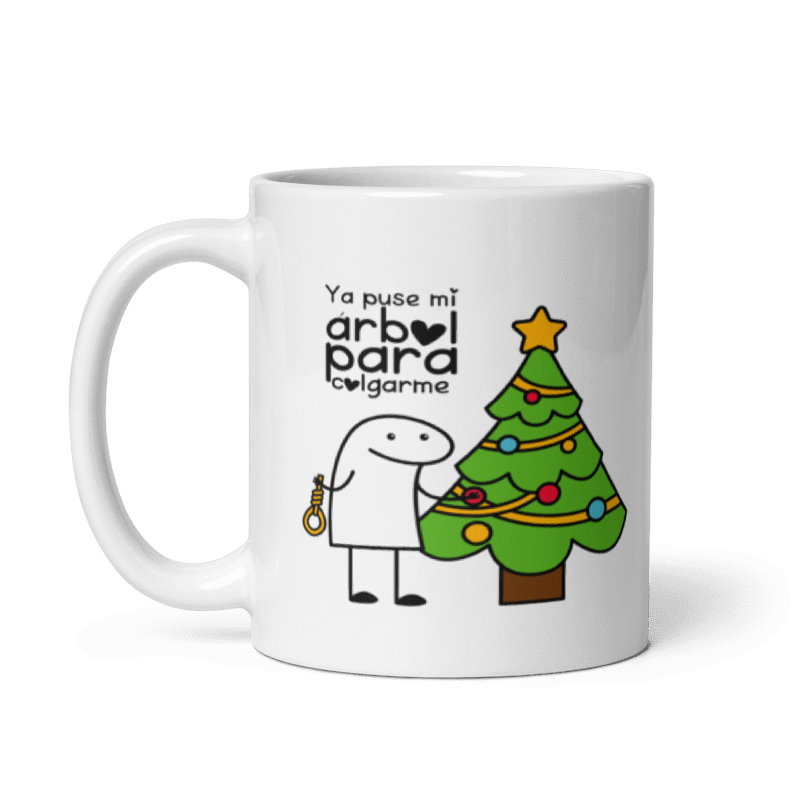 Taza Cartoon plano navideño color Blanco - Taza Navideña - Ya Puse Mi Árbol