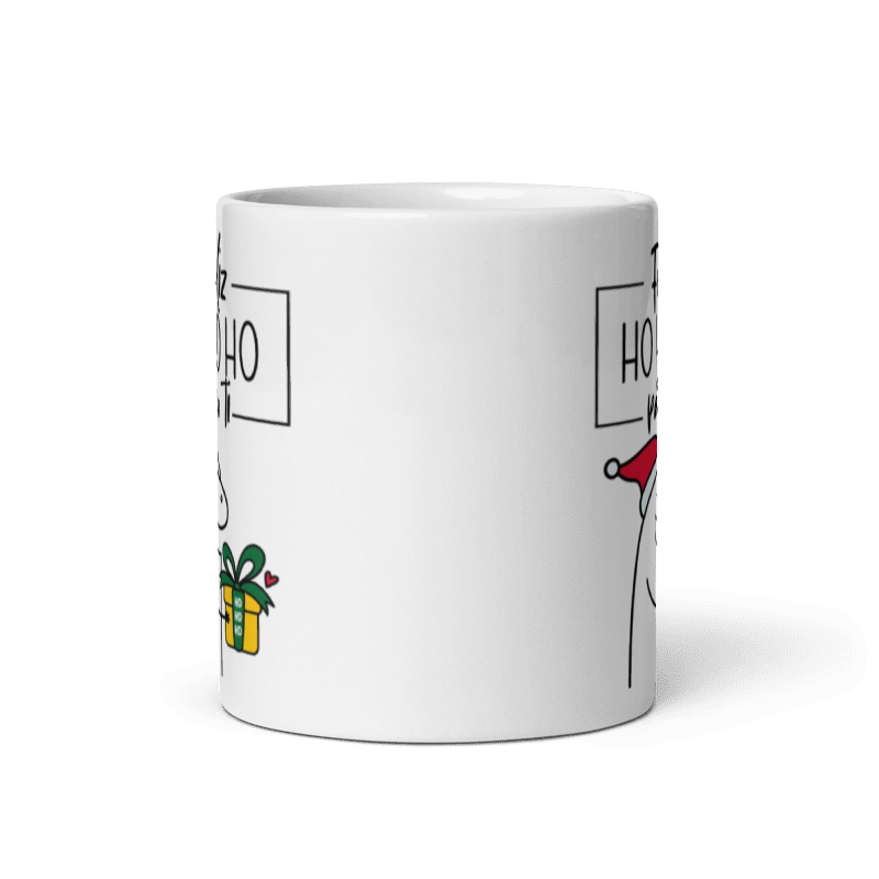 Taza Cartoon plano navideño color Blanco - Taza Navideña - Feliz Ho Ho Ho