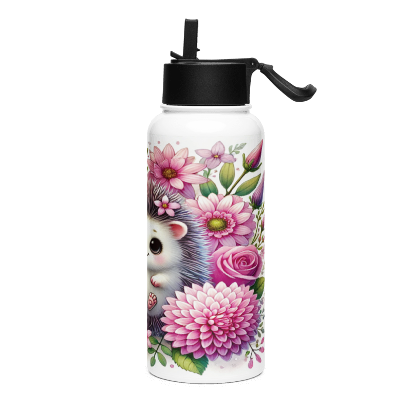 Botella Moderno y Funcional color Erizo con Flores - Botella Reutilizable de Aluminio 800ml
