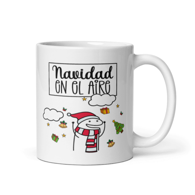 Taza Cartoon plano navideño color Blanco - Taza Navideña - Navidad en el Aire