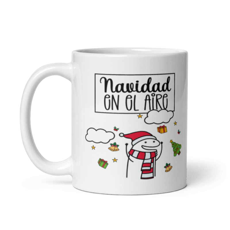 Taza Cartoon plano navideño color Blanco - Taza Navideña - Navidad en el Aire