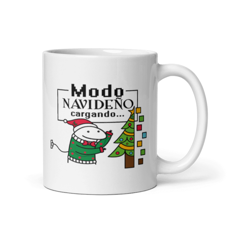 Taza Cartoon plano navideño color Blanco - Taza Navideña - Modo Navideño Cargando