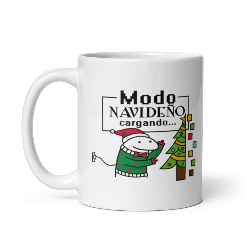 Taza Cartoon plano navideño color Blanco - Taza Navideña - Modo Navideño Cargando