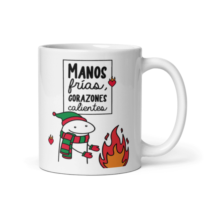 Taza Cartoon plano navideño color Blanco - Taza Navideña - Corazones Calientes