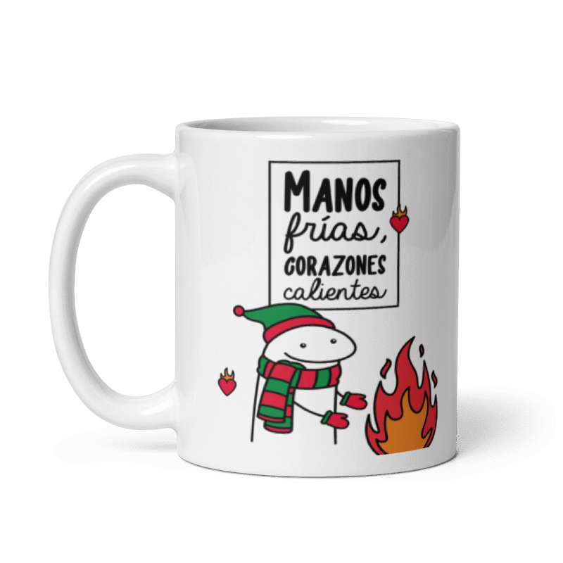Taza Cartoon plano navideño color Blanco - Taza Navideña - Corazones Calientes