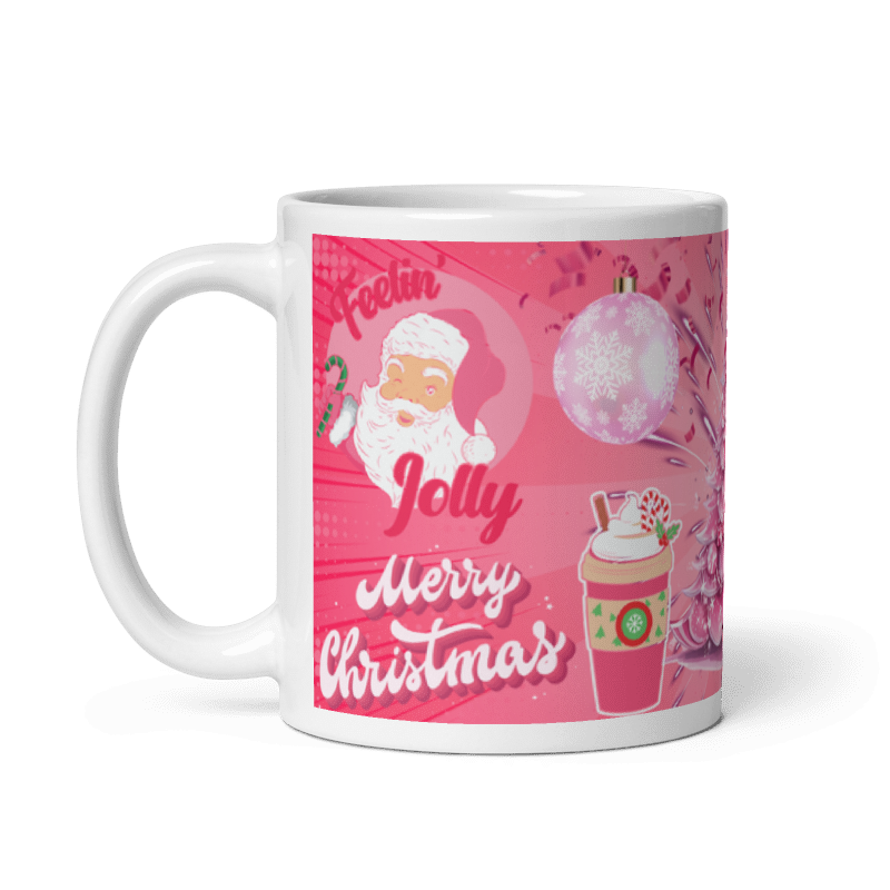 Taza navideña blanca con diseño de muñeco de nieve Merry Christmas en cerámica premium