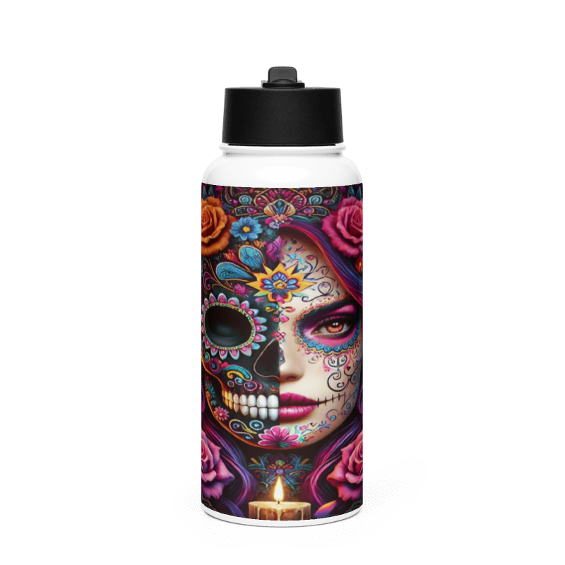 Botella Moderno y Funcional color Calavera Mexicana - Botella Reutilizable de Aluminio 800ml