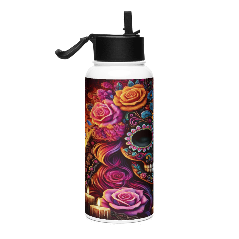 Botella Moderno y Funcional color Calavera Mexicana - Botella Reutilizable de Aluminio 800ml