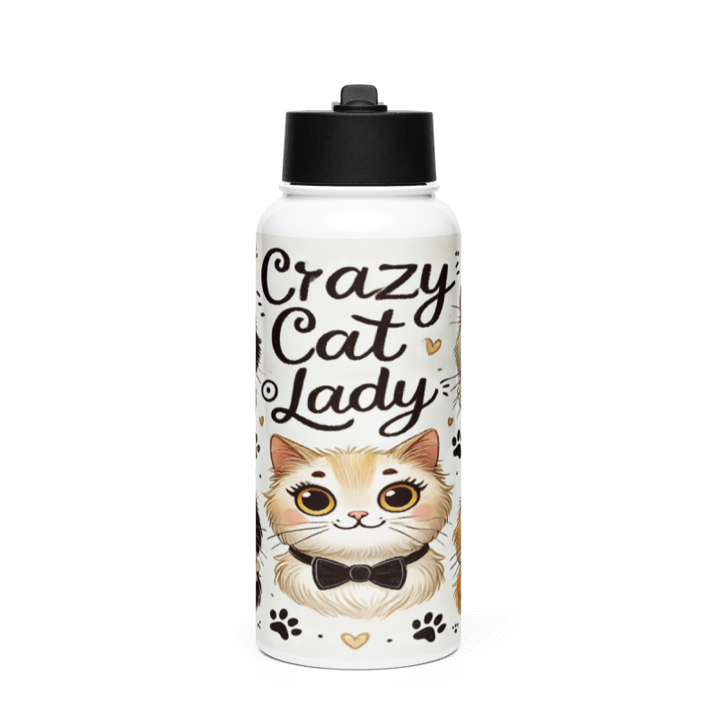 Botella Moderno y Funcional color Loca de los Gatos - Botella Reutilizable de Aluminio 800ml