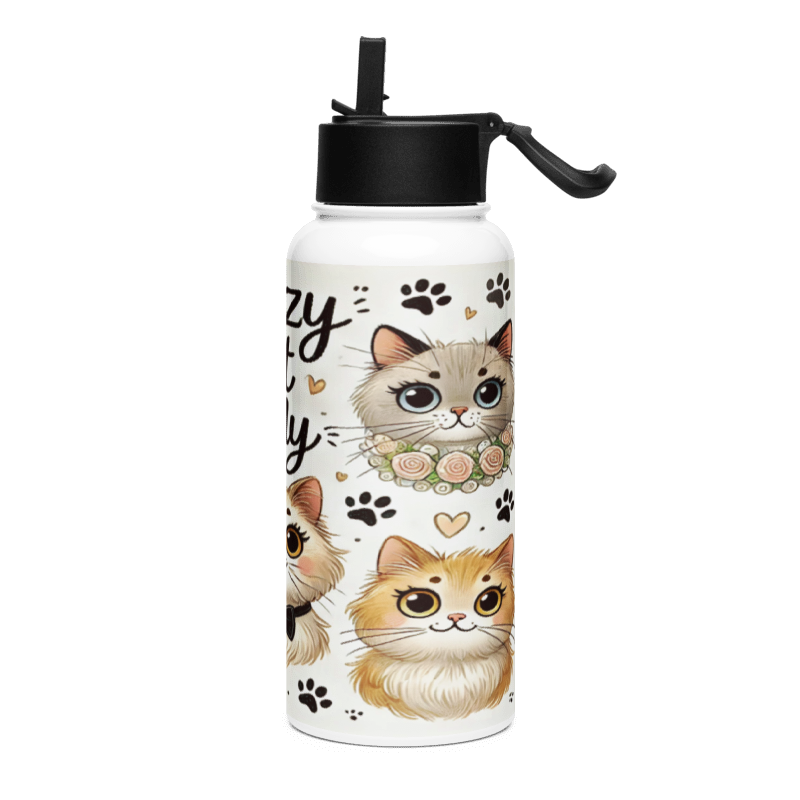 Botella Moderno y Funcional color Loca de los Gatos - Botella Reutilizable de Aluminio 800ml