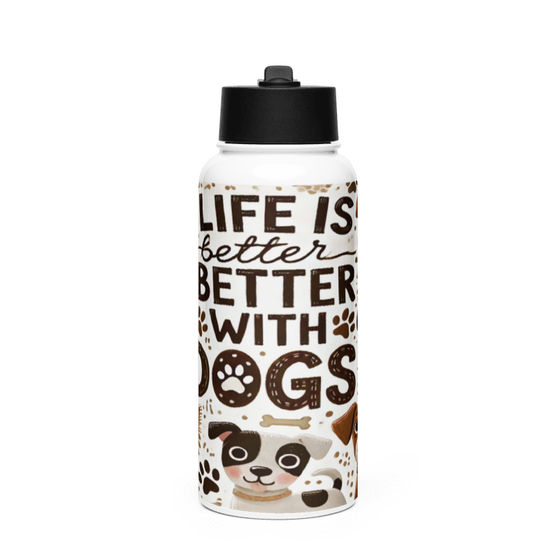 Botella Moderno y Funcional color La Vida es Mejor con Perros - Botella Reutilizable de Aluminio 800ml