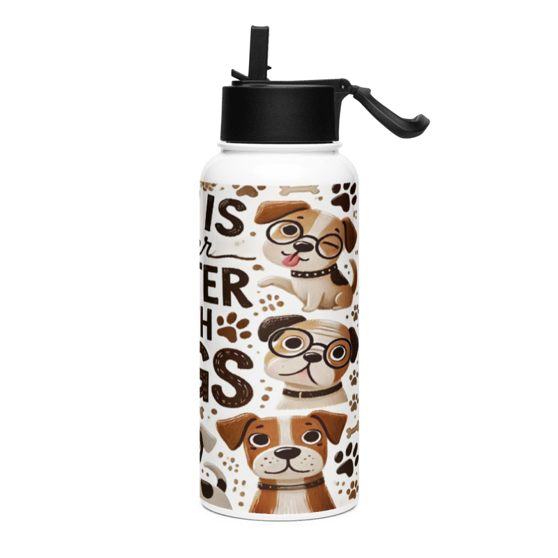 Botella Moderno y Funcional color La Vida es Mejor con Perros - Botella Reutilizable de Aluminio 800ml