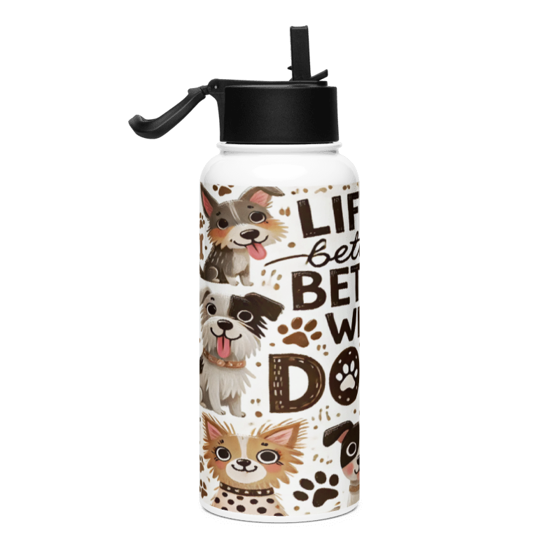 Botella Moderno y Funcional color La Vida es Mejor con Perros - Botella Reutilizable de Aluminio 800ml