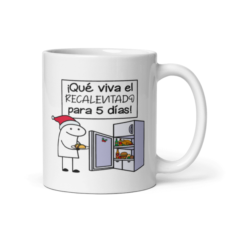Taza Cartoon plano navideño color Blanco - Taza Navideña - Que Viva el Recalentado