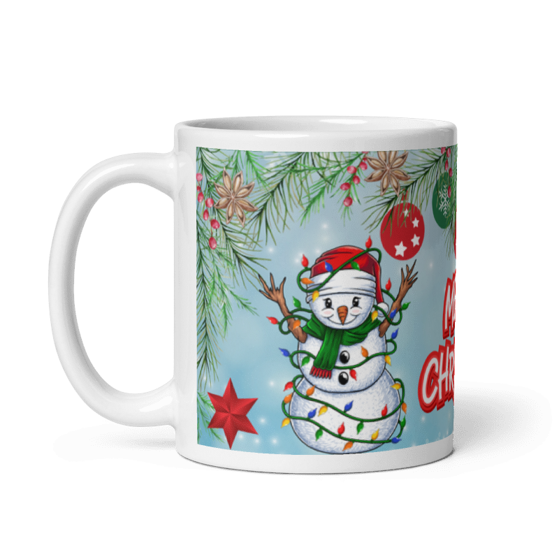 Taza Muñeco Nieve Christmas color Blanco - Taza Navidad - Merry Christmas Muñeco Nieve