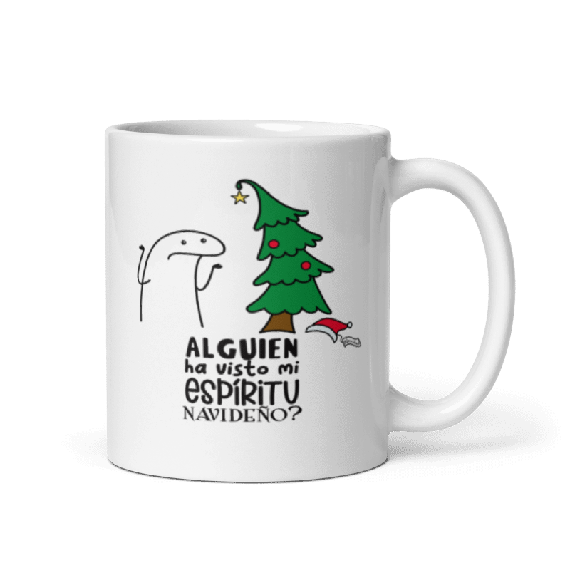 Taza Cartoon plano navideño color Blanco - Taza Navideña - Alguien Ha Visto Mi Espíritu