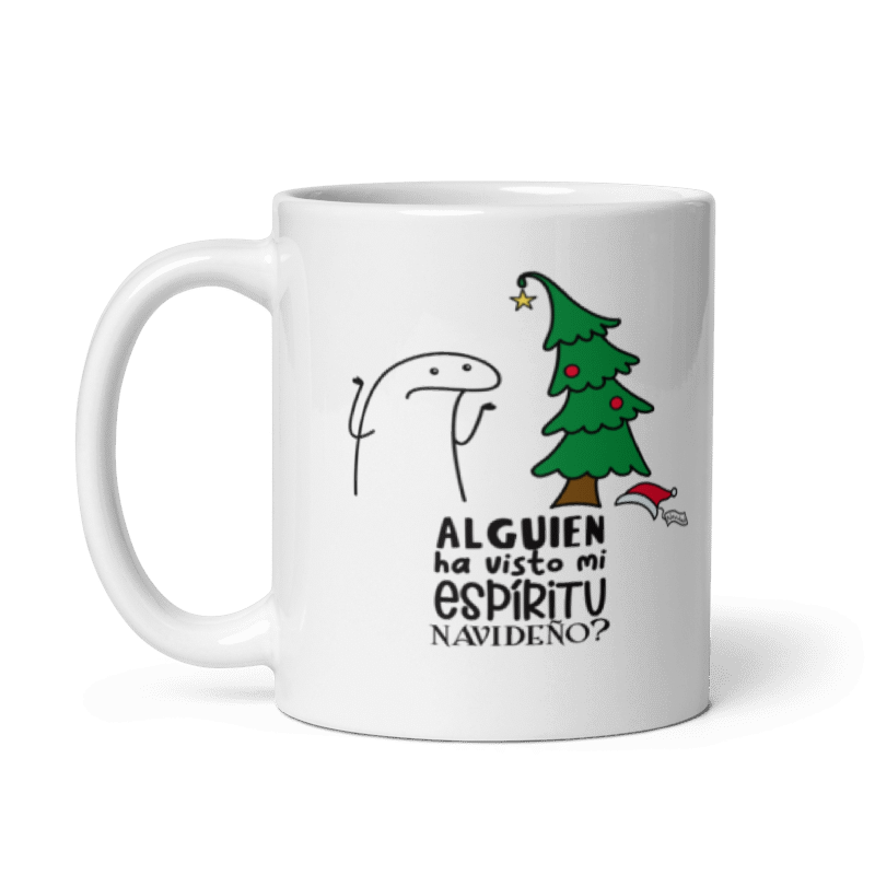 Taza Cartoon plano navideño color Blanco - Taza Navideña - Alguien Ha Visto Mi Espíritu