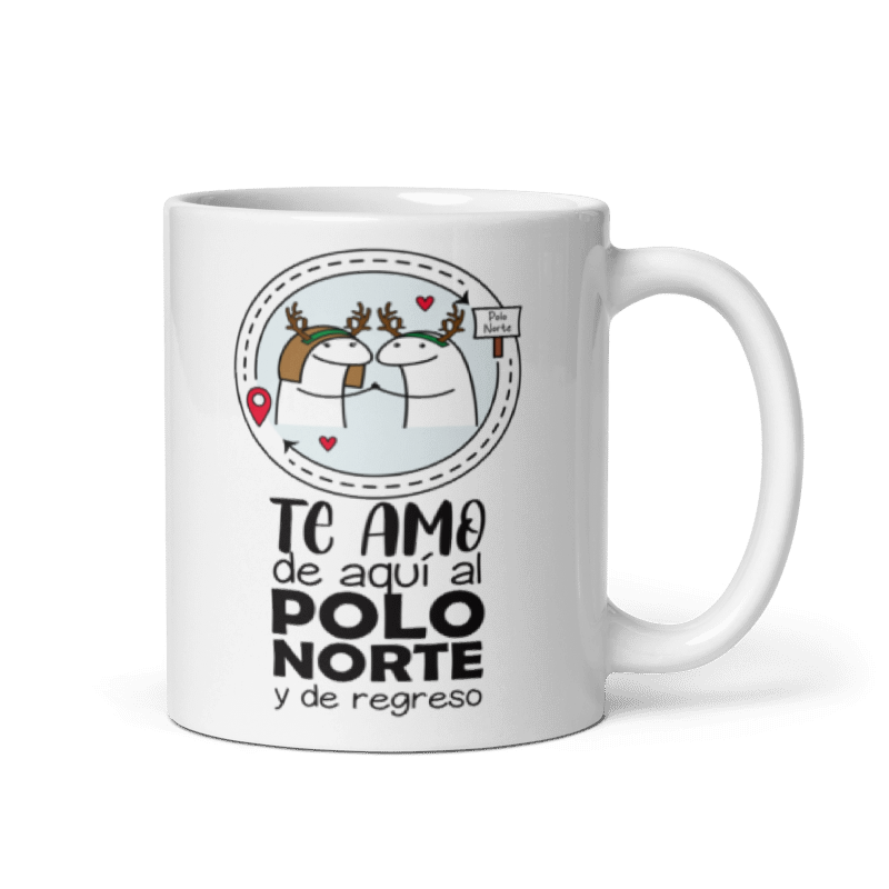 Taza Cartoon plano navideño color Blanco - Taza Navideña - Te Amo de Aquí al Polo Norte