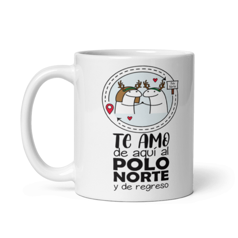 Taza Cartoon plano navideño color Blanco - Taza Navideña - Te Amo de Aquí al Polo Norte