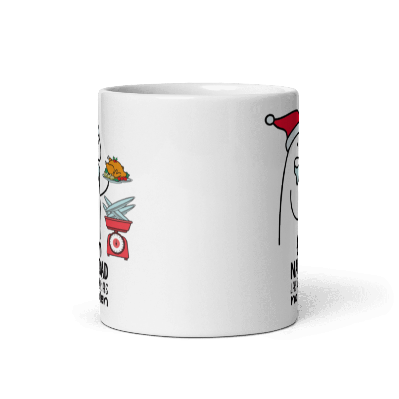 Taza Cartoon plano navideño color Blanco - Taza Navideña - Las Calorías No Valen