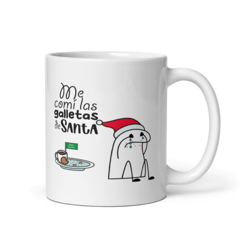 Taza Cartoon plano navideño color Blanco - Taza Navideña - Me Comí las Galletas de Santa