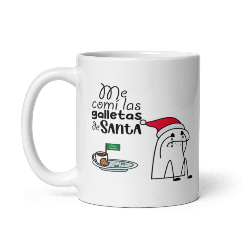Taza Cartoon plano navideño color Blanco - Taza Navideña - Me Comí las Galletas de Santa